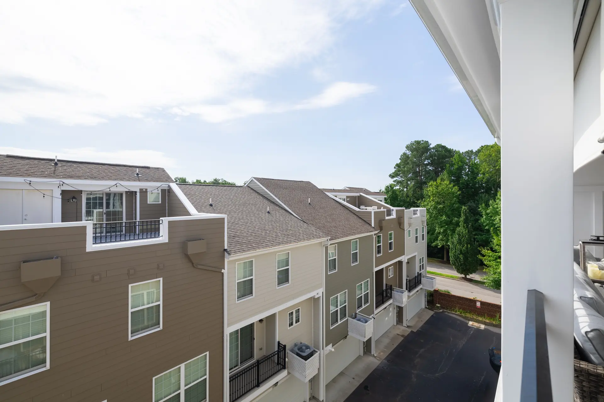View across the rooftops from the fourth-floor porch