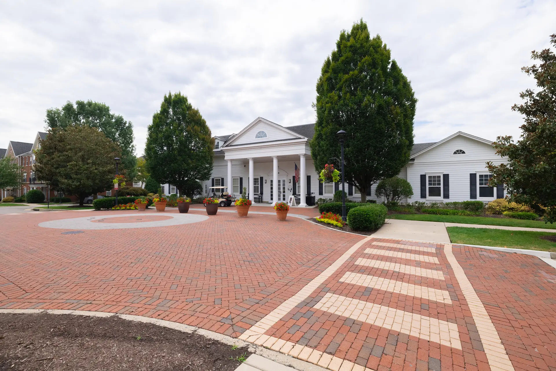 Wide view of the West Broad Village clubhouse entrance