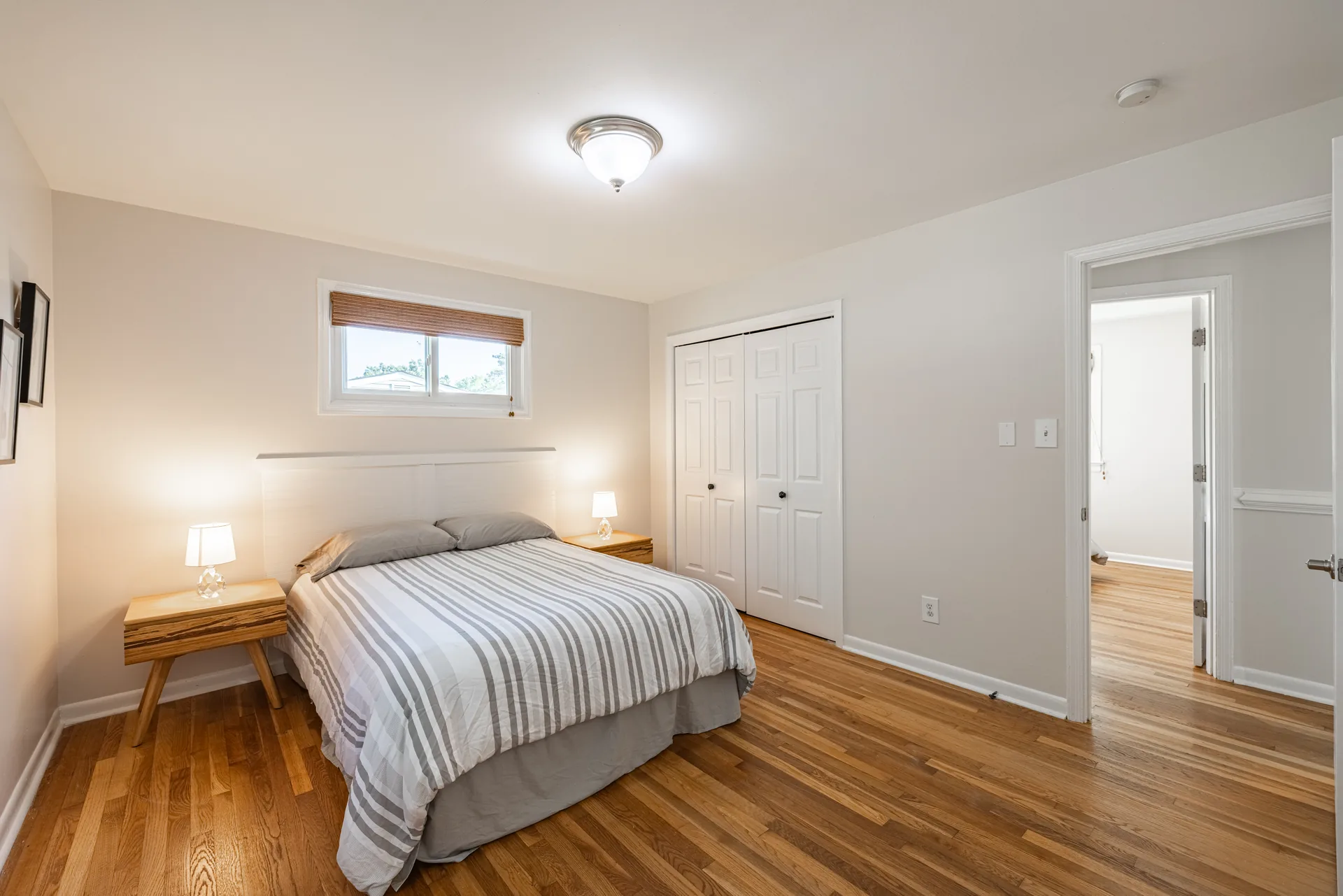 5312 Marian St &mdash; bedroom with a closet and the door through to the hall